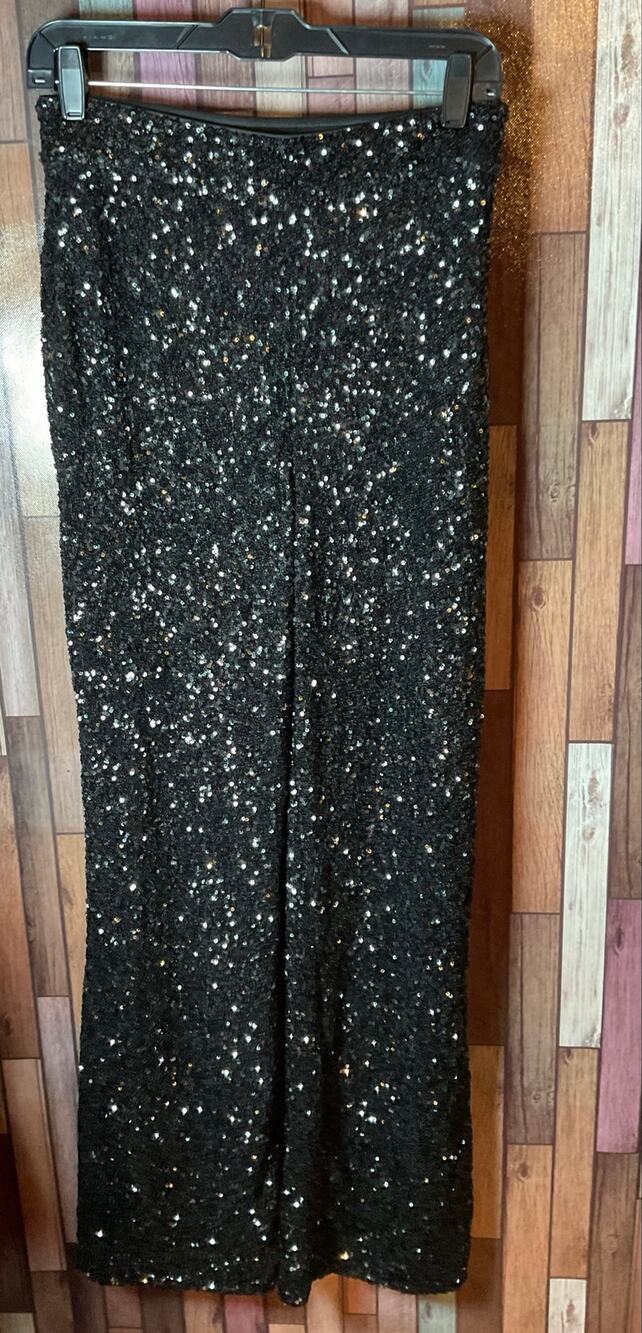 Women’s Express Black Sequins Pull On Pants Size Small EUC